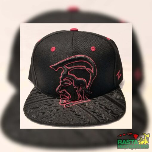 King Kamehameha Hawaii Snapback Red Stitching Embroidered on Black Cap