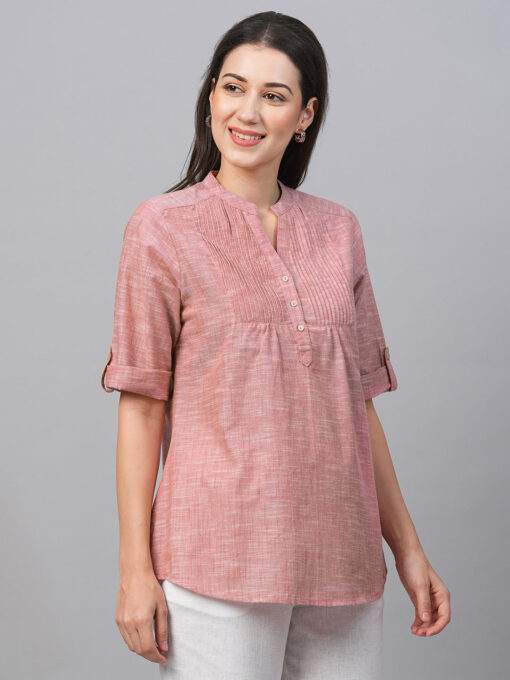 Women's Red Cotton Regular Fit Blouse - Image 4