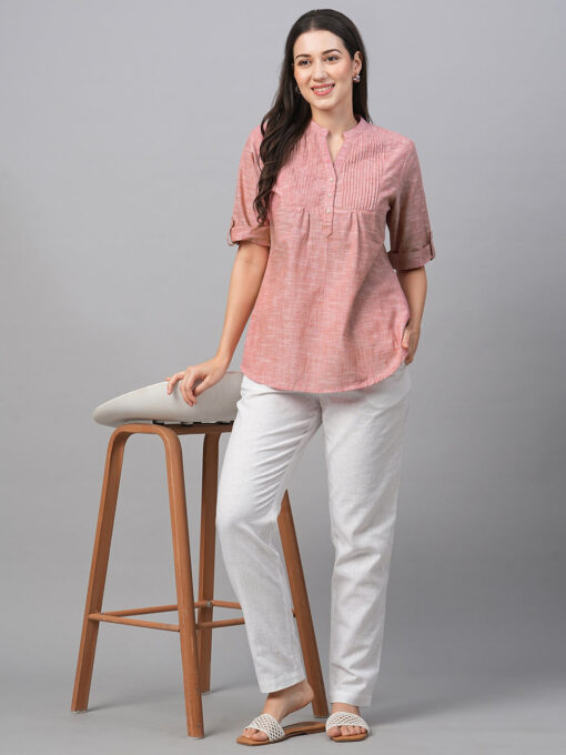 Women's Red Cotton Regular Fit Blouse