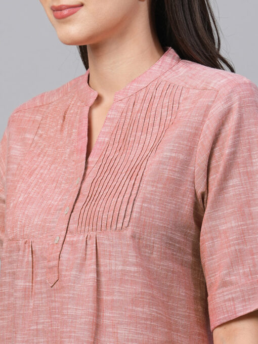 Women's Red Cotton Regular Fit Blouse - Image 7