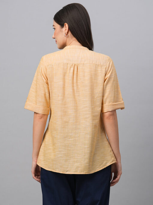 Women's Yellow Cotton Regular Fit Blouse - Image 5