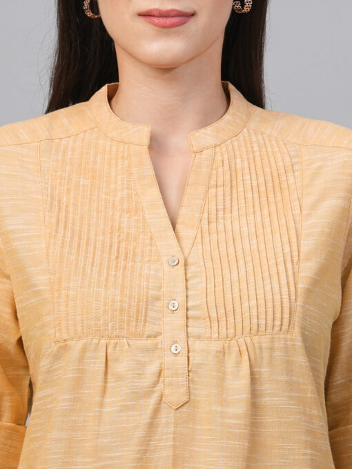 Women's Yellow Cotton Regular Fit Blouse - Image 6