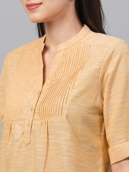 Women's Yellow Cotton Regular Fit Blouse - Image 7