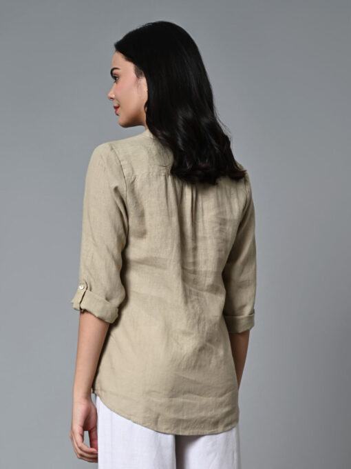 Women's Natural Linen Excel Regular Fit Blouse - Image 5