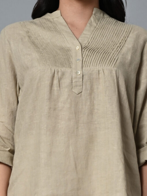 Women's Natural Linen Excel Regular Fit Blouse - Image 6