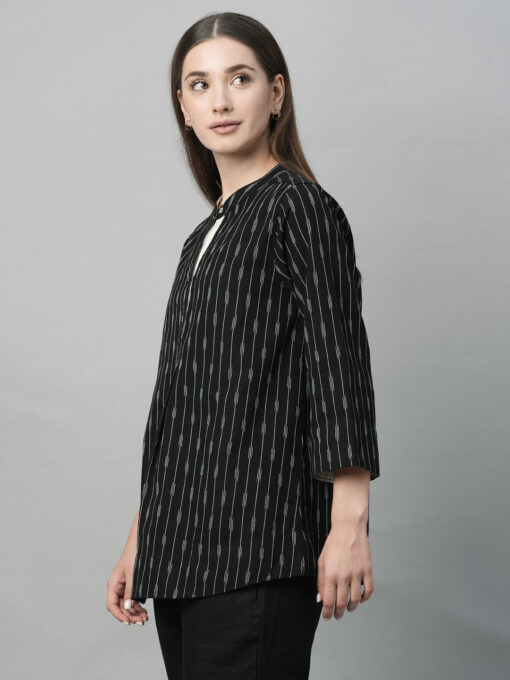 Women's Black Cotton Regular Fit Blouse - Image 3