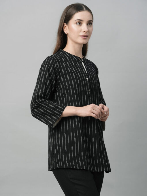 Women's Black Cotton Regular Fit Blouse - Image 4