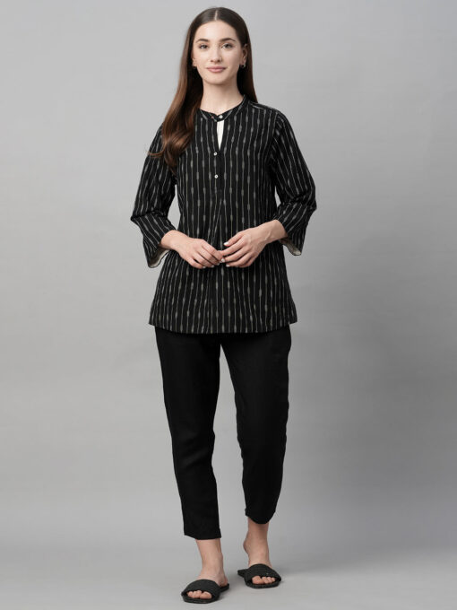 Women's Black Cotton Regular Fit Blouse