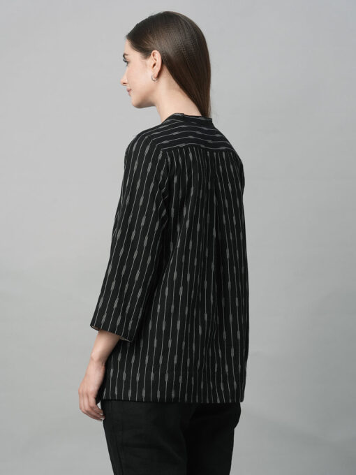 Women's Black Cotton Regular Fit Blouse - Image 5