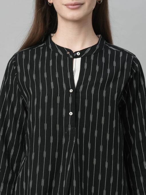 Women's Black Cotton Regular Fit Blouse - Image 6