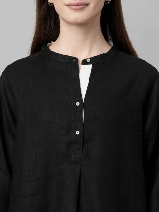 Women's Black Linen Regular Fit Blouse - Image 6