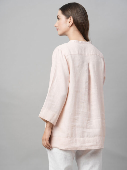 Women's Pink Linen Regular Fit Blouse - Image 5