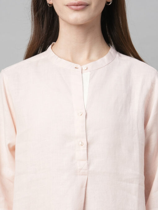 Women's Pink Linen Regular Fit Blouse - Image 6