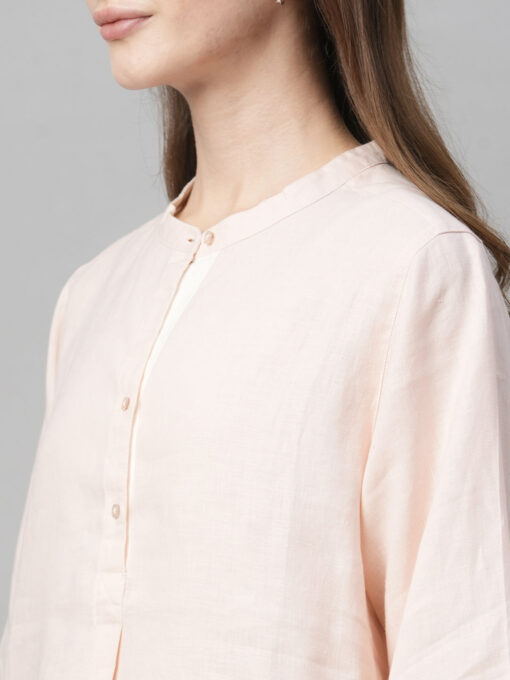 Women's Pink Linen Regular Fit Blouse - Image 7