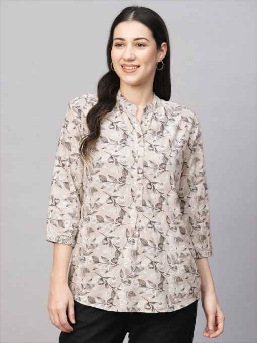 Women's Beige Viscose Regular Fit Blouse - Image 2