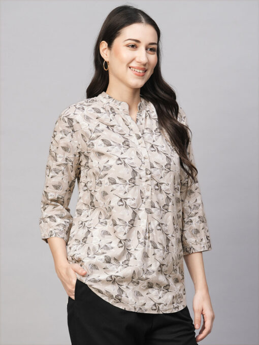 Women's Beige Viscose Regular Fit Blouse - Image 4