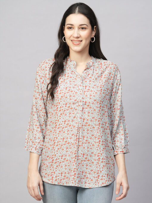 Women's Blue Viscose Regular Fit Blouse - Image 2