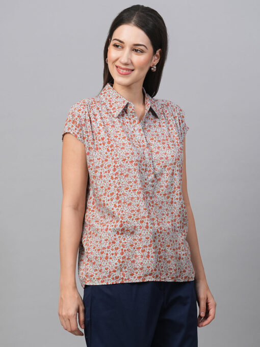 Women's Blue Viscose Boxy Fit Blouse - Image 3