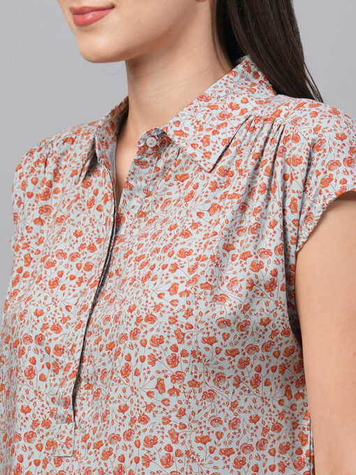 Women's Blue Viscose Boxy Fit Blouse - Image 7