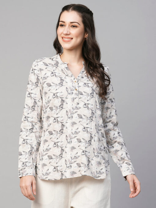 Women's Beige Viscose Regular Fit Blouse - Image 2