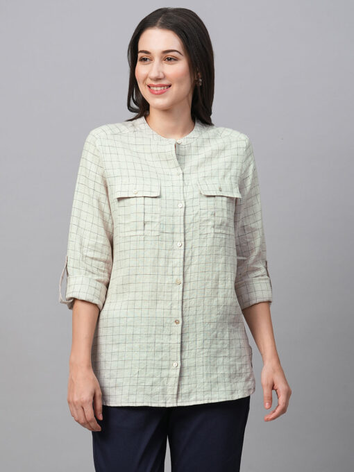 Women's Natural Linen Excel Regular Fit Blouse - Image 2