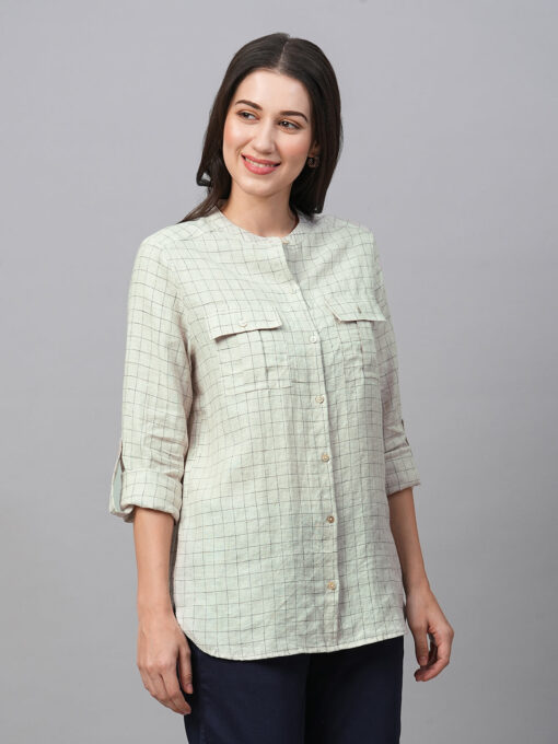 Women's Natural Linen Excel Regular Fit Blouse - Image 4