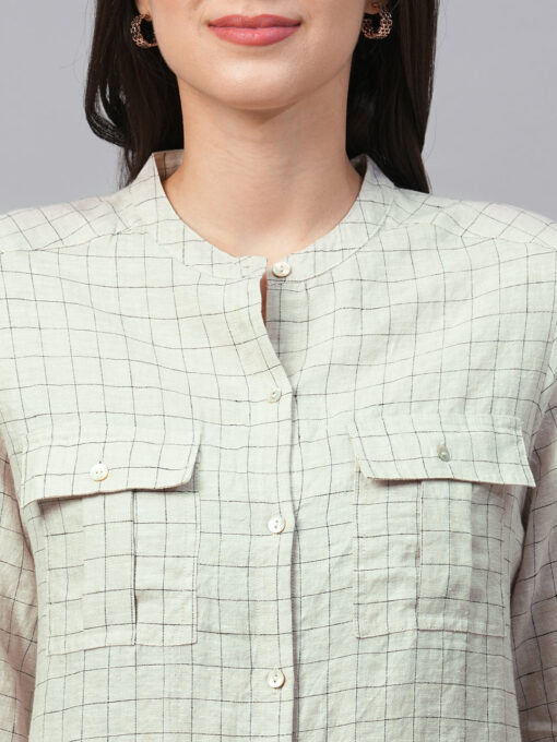 Women's Natural Linen Excel Regular Fit Blouse - Image 6