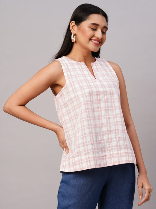 Women's Red Cotton Regular Fit Blouse - Image 3