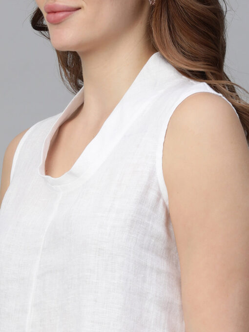 Women's White Linen Regular Fit Blouse - Image 8