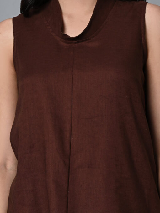 Women's Brown Linen Regular Fit Blouse - Image 6