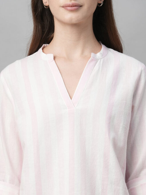 Women's Pink Cotton Linen Regular Fit Blouse - Image 6