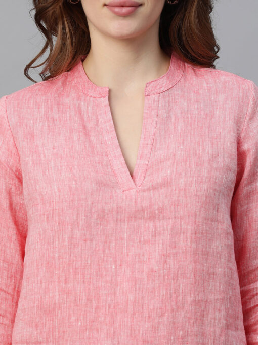 Women's Pink Linen Regular Fit Blouse - Image 6