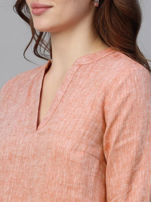 Women's Red Linen Regular Fit Blouse - Image 7