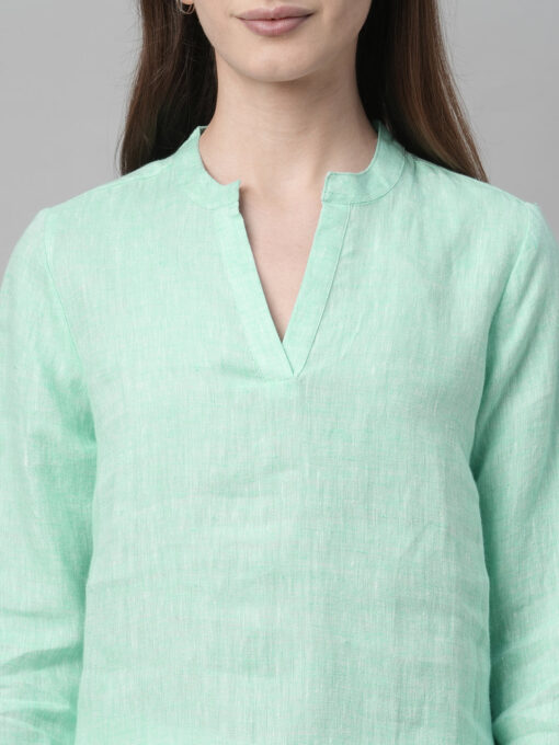 Women's Aqua Linen Regular Fit Blouse - Image 6