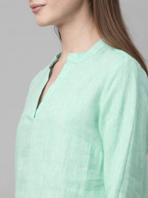 Women's Aqua Linen Regular Fit Blouse - Image 7