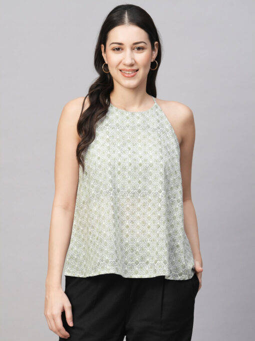 Women's White Cotton Regular Fit Blouse - Image 2