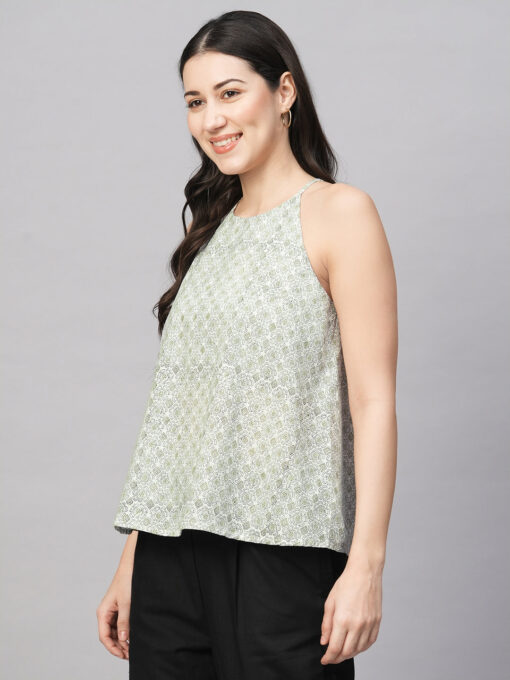 Women's White Cotton Regular Fit Blouse - Image 3