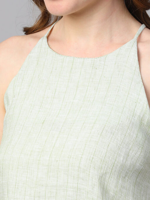 Women's Lime Linen Regular Fit Blouse - Image 7