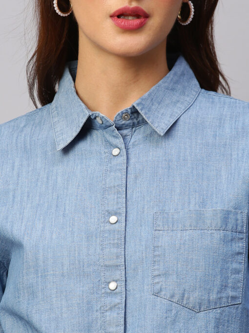 Women's Denim Cotton Regular Fit Blouse - Image 6