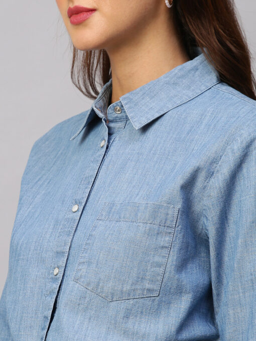 Women's Denim Cotton Regular Fit Blouse - Image 7