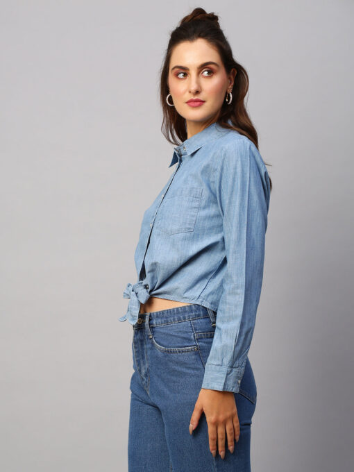 Women's Denim Cotton Regular Fit Blouse - Image 2