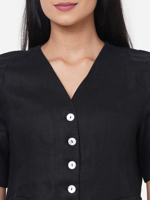 Women's Black Linen Regular Fit Blouse - Image 6