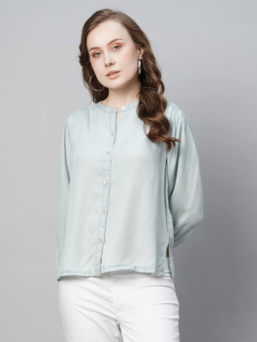 Women's Blue Excel Regular Fit Blouse - Image 2