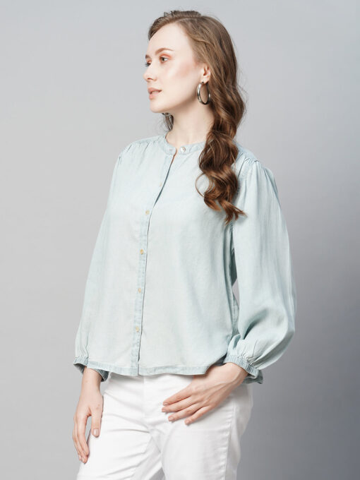 Women's Blue Excel Regular Fit Blouse - Image 3