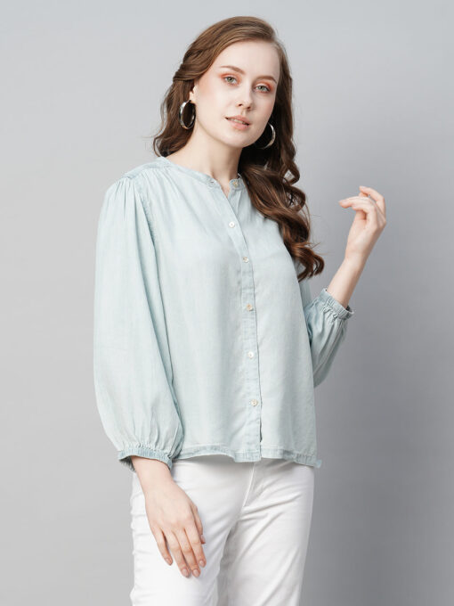 Women's Blue Excel Regular Fit Blouse - Image 4