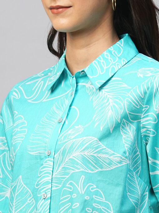 Women's Aqua Cotton Regular Fit Blouse - Image 7