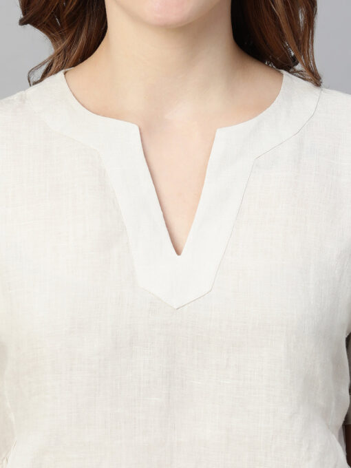 Women's Beige Linen Regular Fit Blouse - Image 7