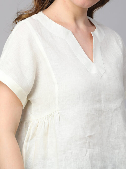 Women's White Linen Regular Fit Blouse - Image 7