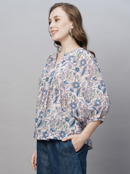 Women's White Cotton Regular Fit Blouse - Image 3