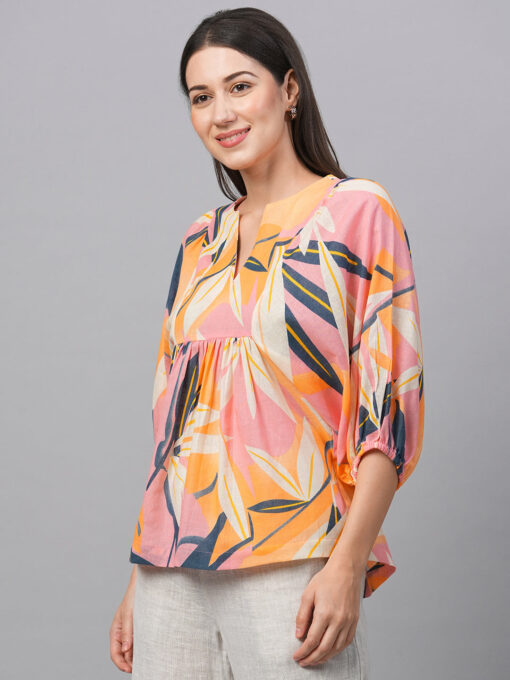 Women's Natural Cotton Flax Regular Fit Blouse - Image 3